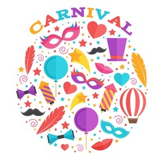 Colorful carnival elements collection
