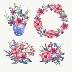 Watercolor floral elements pack
