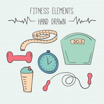 Hand drawn elements to practice sport