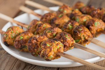 Close up, Thai curried fish cake grill.