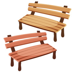Two isolated wooden benches for decoration