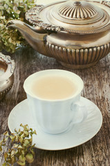 milk tea on a wooden table