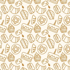 Hand drawn bakery products pattern