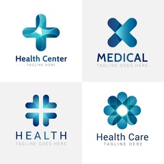 Blue modern medical center logos
