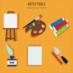 Hand drawn artsy tools