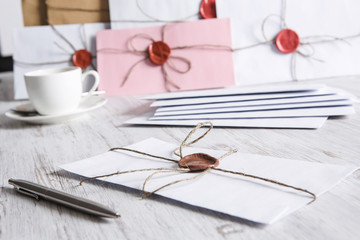 Letter with seal on table