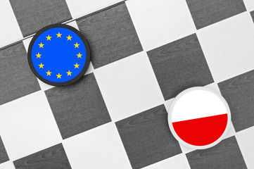 Draughts (Checkers) - European union vs Poland - tension and conflict between EU and Visegrad four...