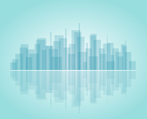 City Landscape with reflection, text can be edded