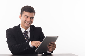 businessman tablet isolated