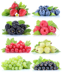 Beeren Erdbeeren Sammlung Trauben Weintrauben Blaubeeren Himbeer