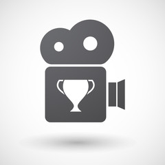 Isolated retro cinema camera icon with  an award cup
