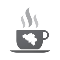 Isolated coffee cup icon with  the map of Belgium