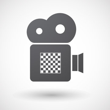 Isolated retro cinema camera icon with  a chess board