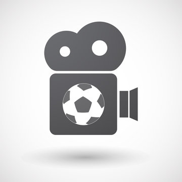 Isolated retro cinema camera icon with  a soccer ball