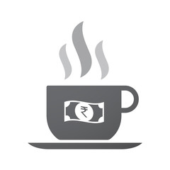 Isolated coffee cup icon with  a rupee bank note icon
