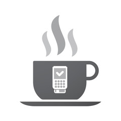 Isolated coffee cup icon with  a dataphone icon
