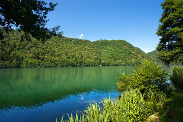 Lago di Levico (Levico Lake) in Trentino Alto Adige, Italy, Europe