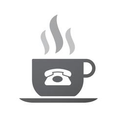 Isolated coffee cup icon with  a retro telephone sign