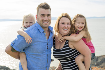 Family having great time ocean