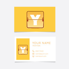 Logo alphabet letter Y with business card template. Vector graphic design elements for your company logo