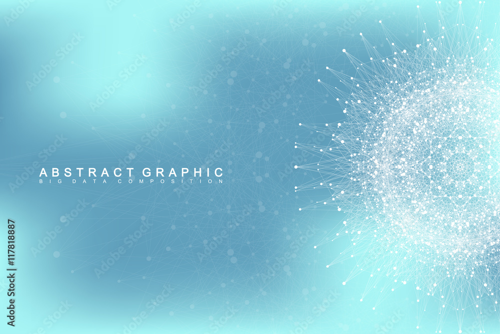 Aufkleber graphic abstract background communication. big data visualization. connected lines with dots. social