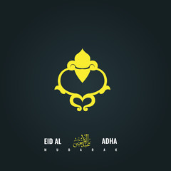 Eid Adha Mubarak - Abstract Greeting Card design. Adha symbol for your banner or poster. Translation of arabic calligraphy title is Sacrifice Feast