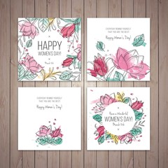 Watercolor floral woman day cards