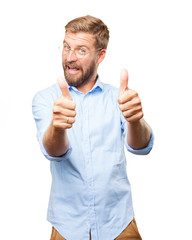 blond businessman happy expression