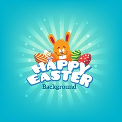 Easter Bunny Light Blue Background