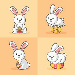 Hand drawn bunny with an Easter egg