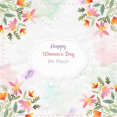 Watercolor floral decoration women's day