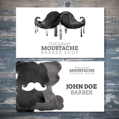 Black ink moustache barber shop card