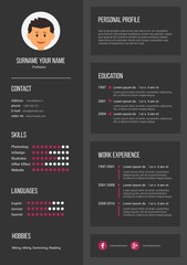 Fototapeta premium Dark resume template