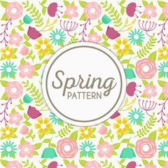 Fototapeta na wymiar Hand drawn spring pattern 