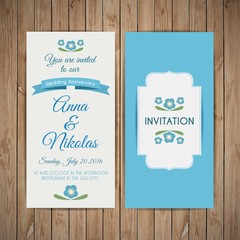 Ornamental blue wedding invitation