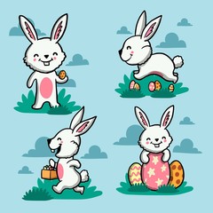 Hand drawn nice Easter bunny