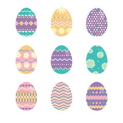 Cute Easter eggs with abstract ornaments 