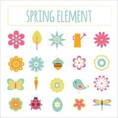 Hand drawn cute spring elements 