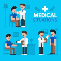 Medical situations Flat Illustration