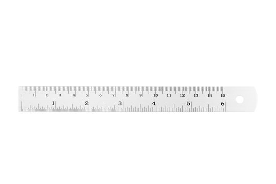 Ruler plastic transparent isolated on white background, with
