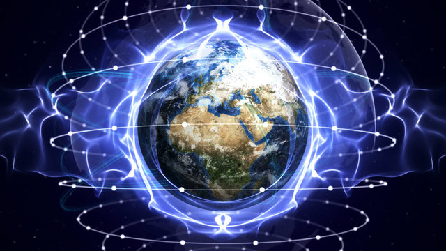 Earth, Connection Network Concept
