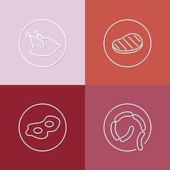 tasty meat linear icons set 02