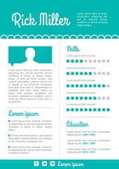 Cute turquoise resume template