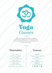 Turquoise flower with a symbol yoga flyer