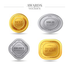 Golden and silver awards in realistic style