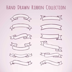 Fototapeta premium Hand drawn ribbon collection