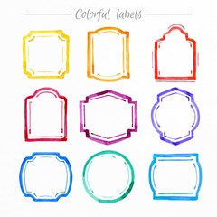 Watercolor colorful label set
