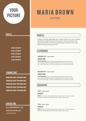 Illustratior resume in brown and orange colors 