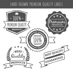 Hand drawn premium quality labels in vintage style