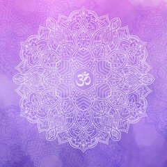 Hand drawn mandala on a purple background